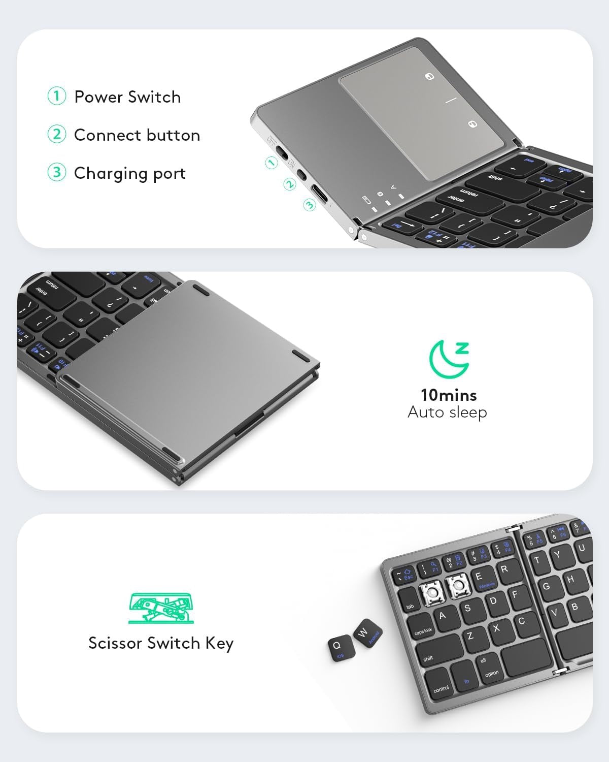 FoldEz™ - Mini Wireless Keyboard